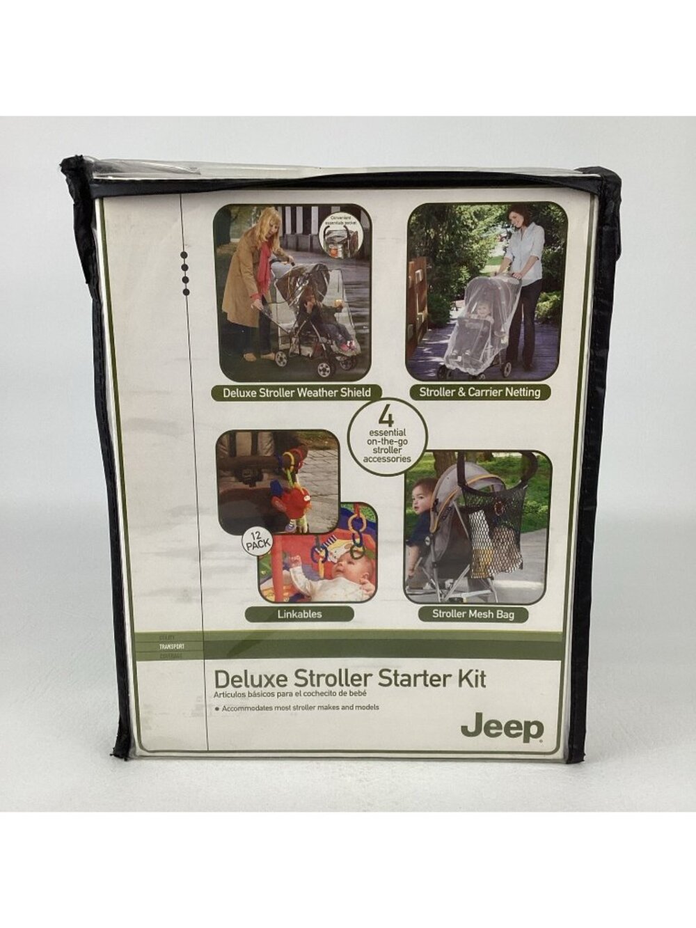 Jeep Deluxe Stroller Starter Kit Weather Shield Netting Linkables Mesh Bag New